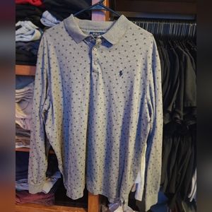 Men's Polo Ralph Lauren Long Sleeve Polo Size XL Gray/Navy